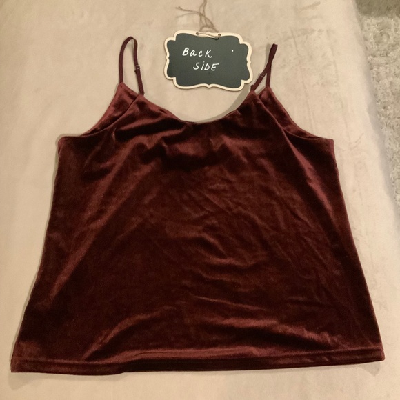 A New Day Maroon Velvet Cami Adjustable Straps Sz M Women’s - Picture 2 of 6